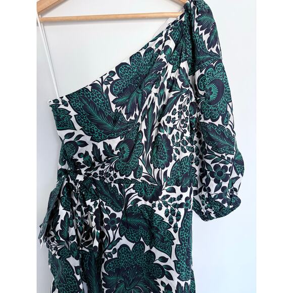 J CREW COLLECTION emerald green white floral paisley long ruffle maxi dress - Picture 10 of 15